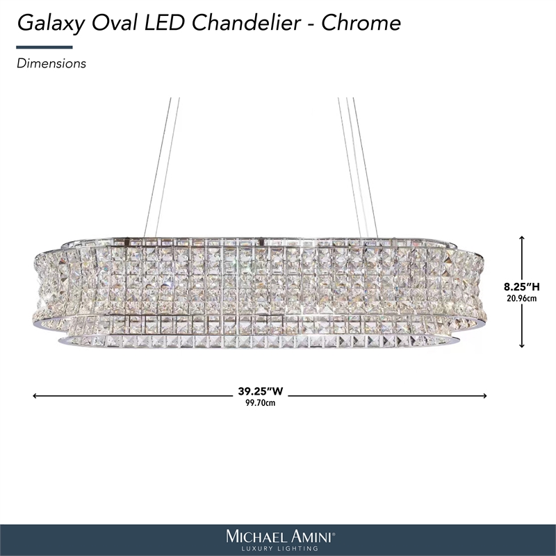 Galaxy Oval LED Crystal Chandelier - Chrome