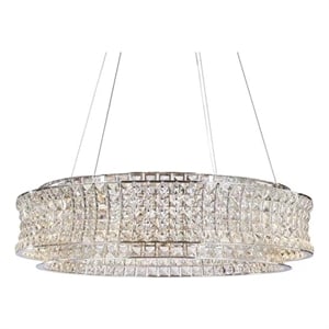 Galaxy 32&quot Wide Round LED Crystal Chandelier - Chrome