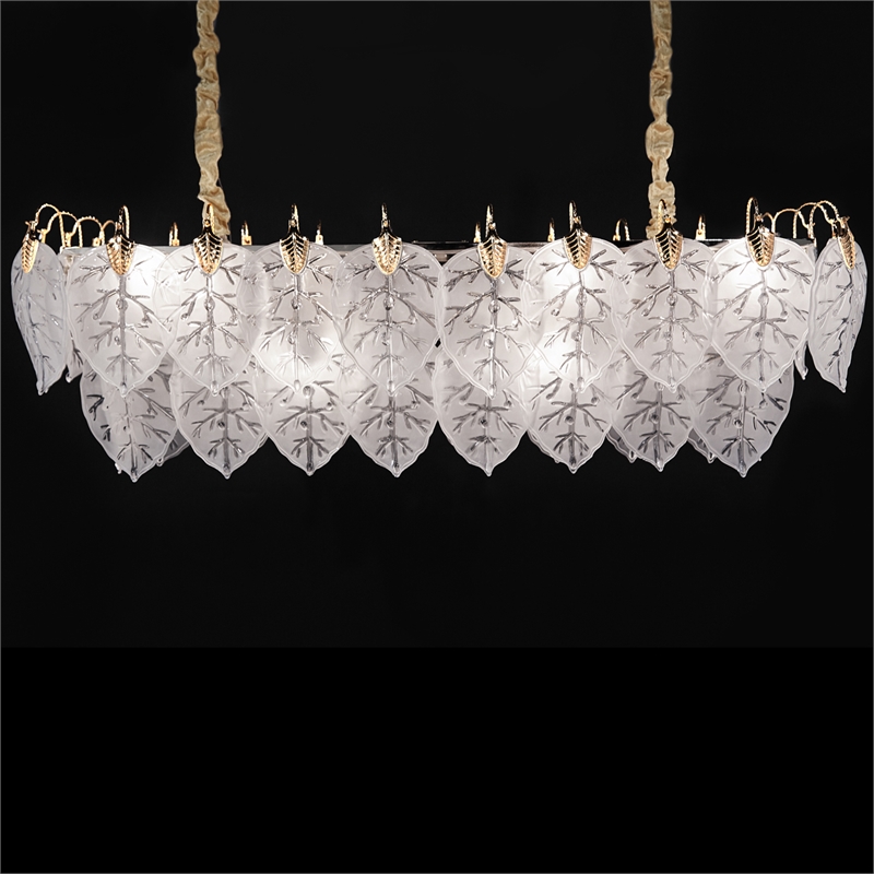 Autumn 12-Light Rectangular Chandelier - Frost/Gold
