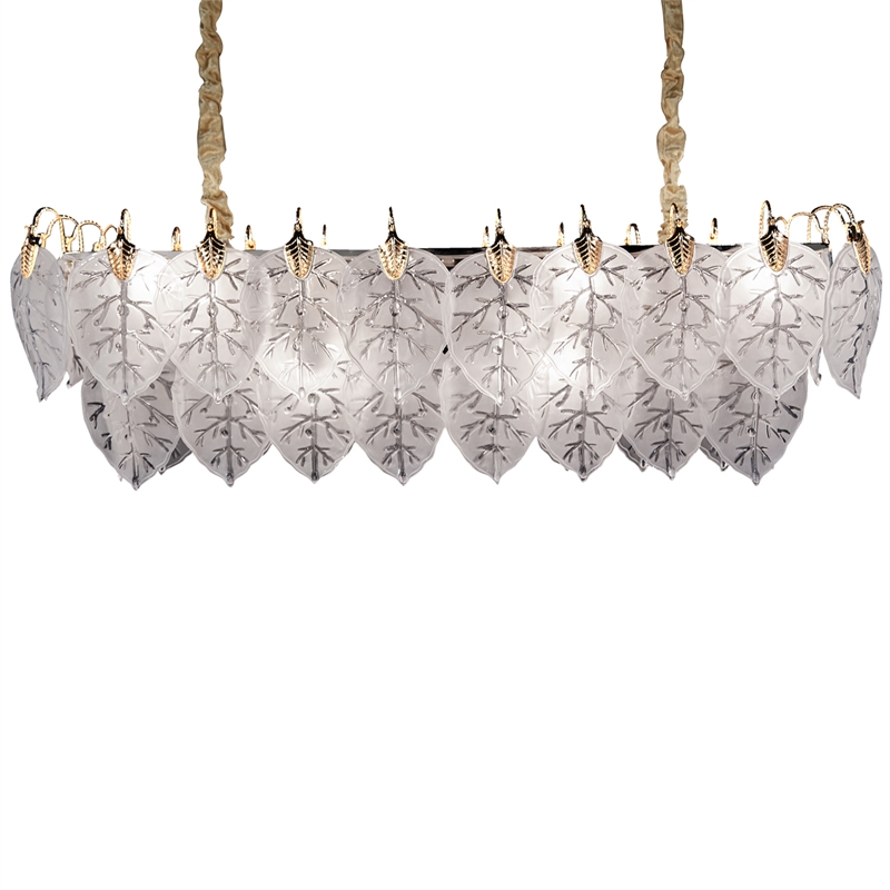Autumn 12-Light Rectangular Chandelier - Frost/Gold