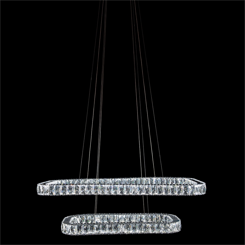 Enterprise Modern Rectangular Crystal Chandelier - Chrome