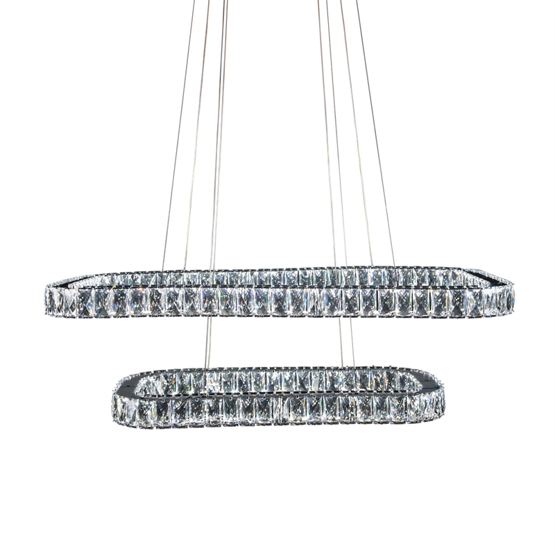 Enterprise Modern Rectangular Crystal Chandelier - Chrome
