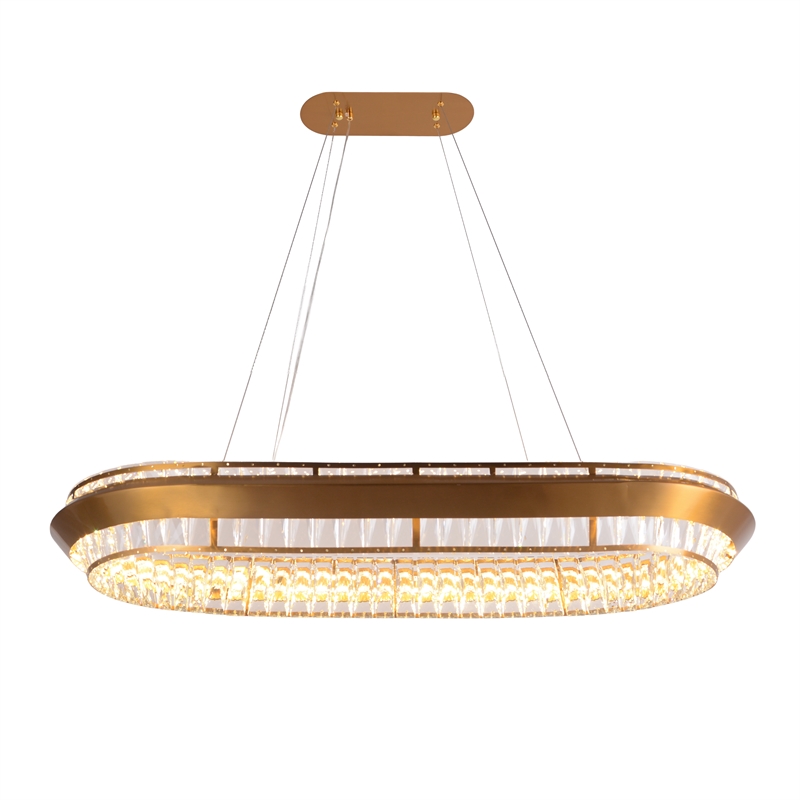 Base Camp Oval Crystal LED Chandelier - Gold
