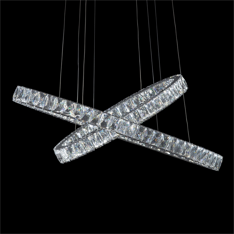 Crossover Modern Crystal LED Chandelier - Chrome