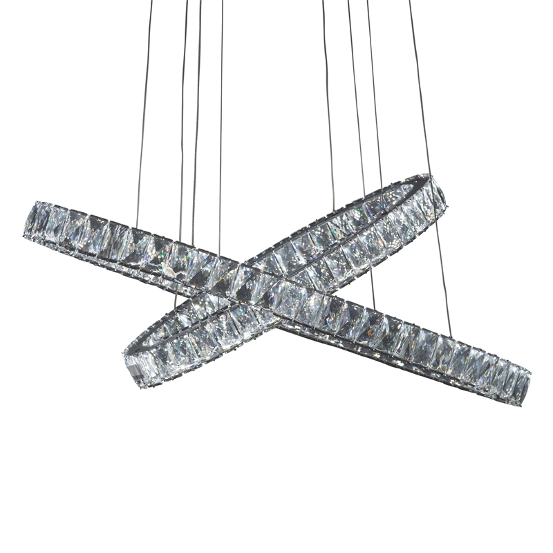 Crossover Modern Crystal LED Chandelier - Chrome