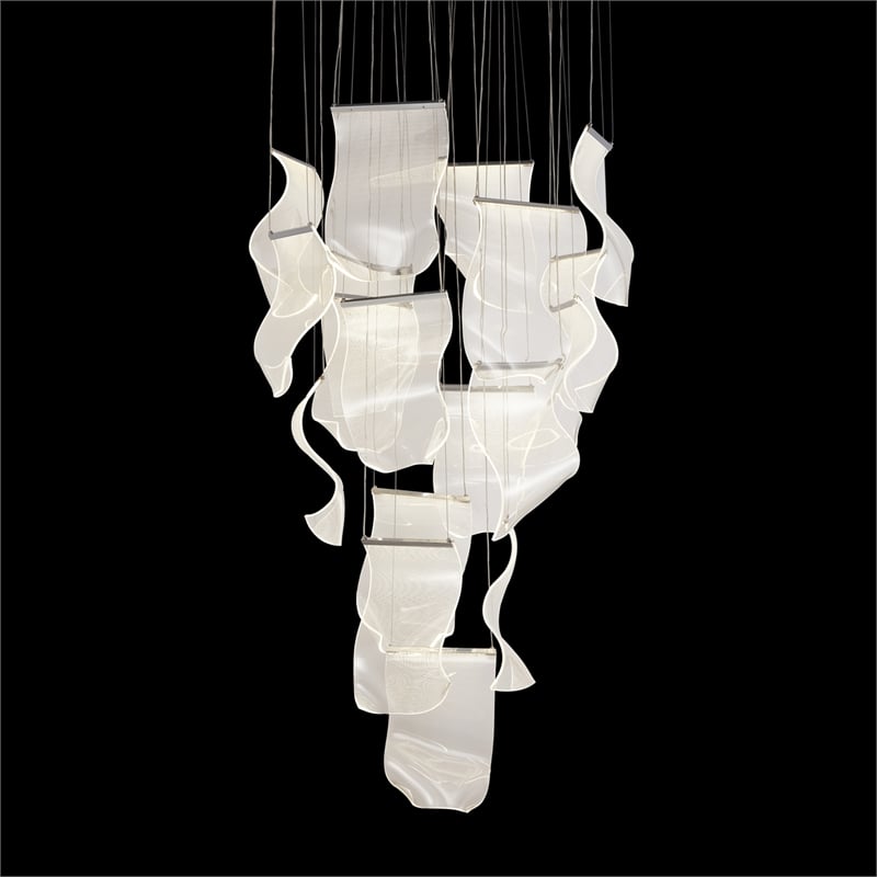 Sheer Waves 18-Light Modern LED Chandelier - Chrome