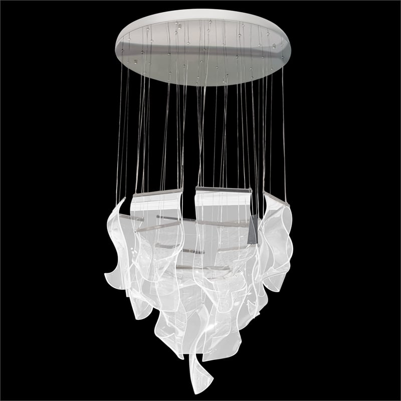 Sheer Waves 18-Light Modern LED Chandelier - Chrome