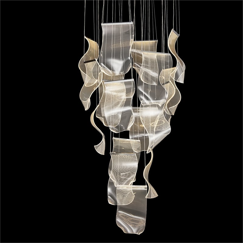 Sheer Waves 18-Light Modern LED Chandelier - Chrome