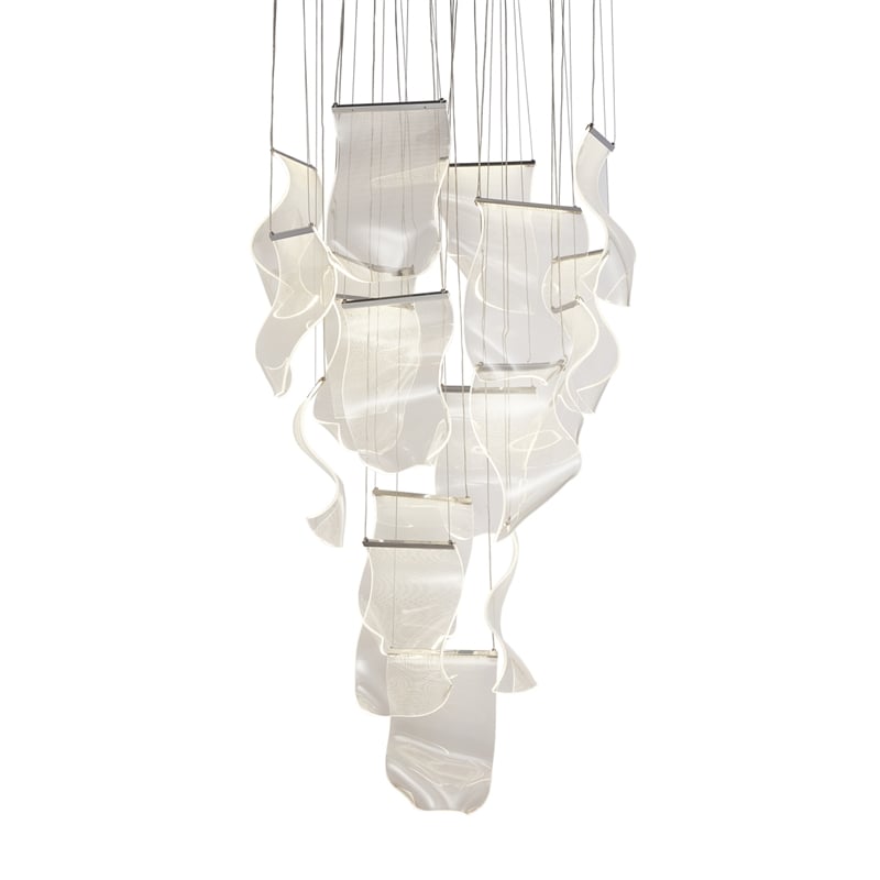 Sheer Waves 18-Light Modern LED Chandelier - Chrome