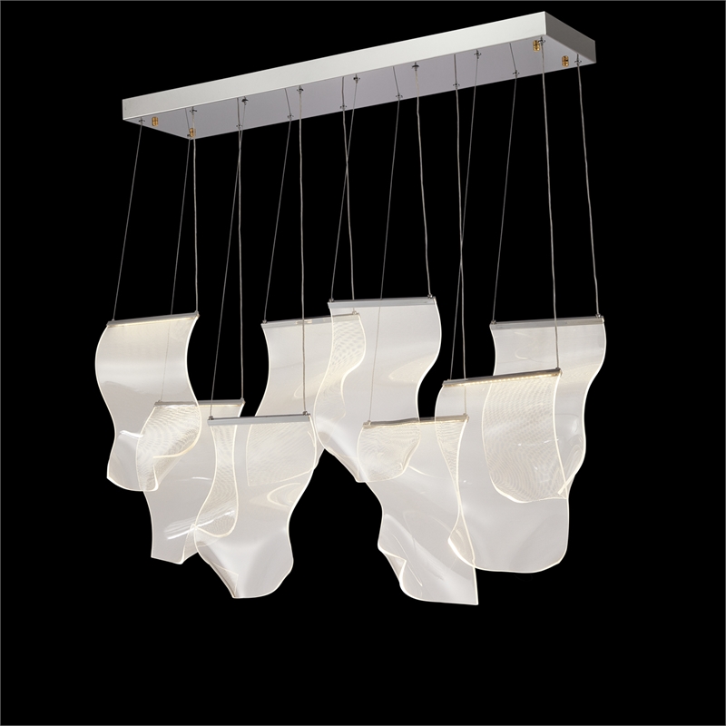 Sheer Waves 8-Light Modern LED Chandelier - Chrome