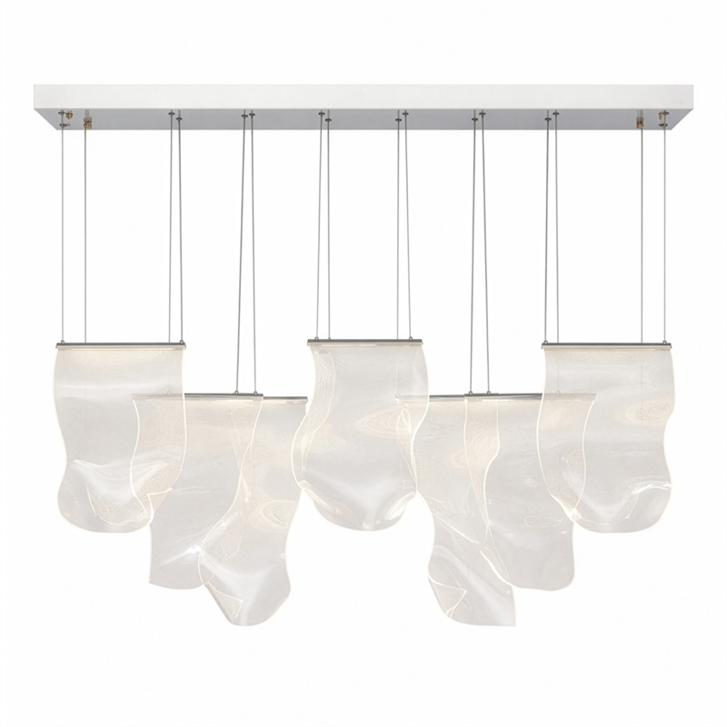 Sheer Waves 8-Light Modern LED Chandelier - Chrome