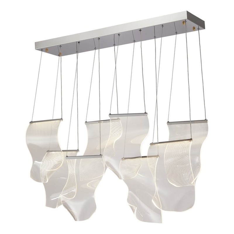 Sheer Waves 8-Light Modern LED Chandelier - Chrome