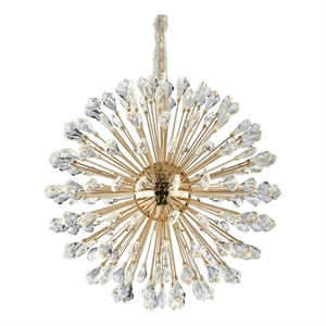 Solara 32&quot Round Crystal LED Chandelier - Gold