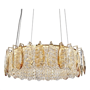 Imperia 24&quot Wide Round Crystal LED Chandelier - Champagne Gold