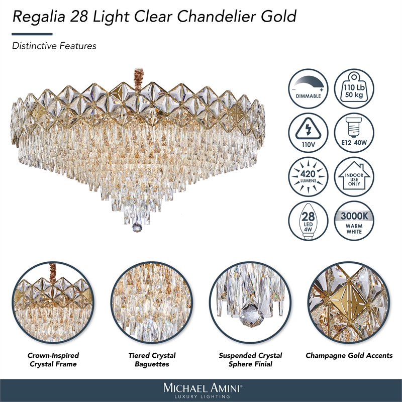 Regalia 28-Light Crystal Chandelier - Gold