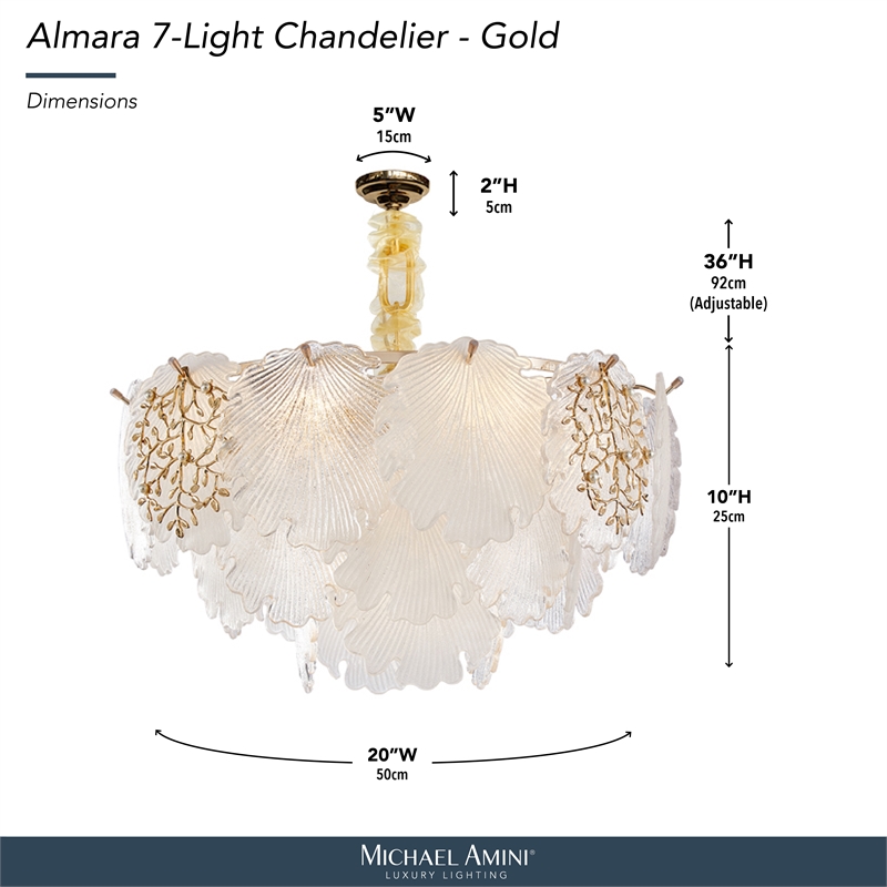 Almara 7-Light Frosted Glass Chandelier - Frost/Gold