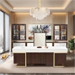 Almara 7-Light Frosted Glass Chandelier - Frost/Gold