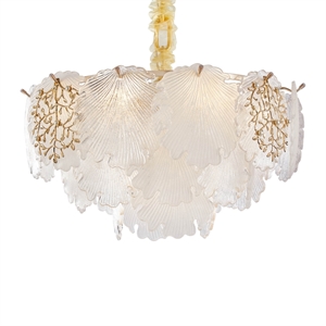 Almara 7-Light Frosted Glass Chandelier - Frost/Gold