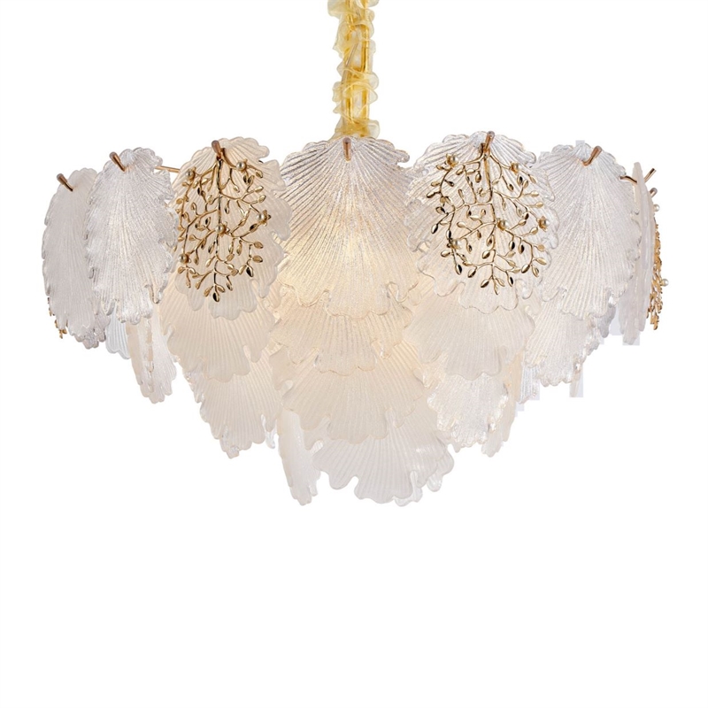 Almara 9-Light Frosted Glass Chandelier - Frost/Gold