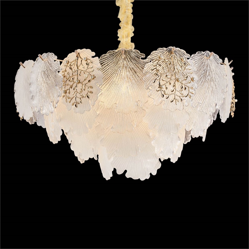 Almara 9-Light Frosted Glass Chandelier - Frost/Gold