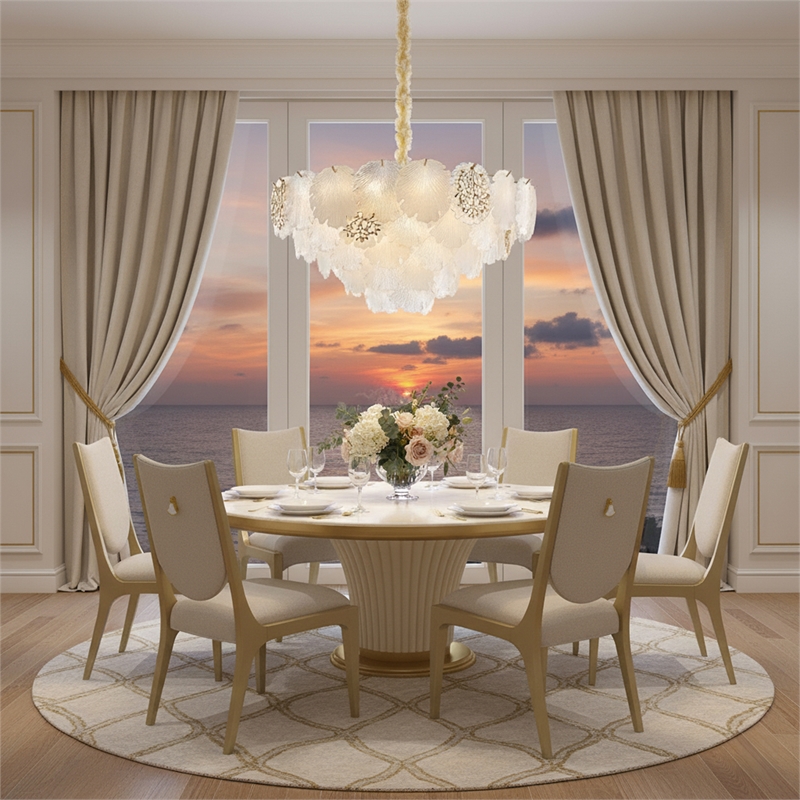 Almara 18-Light Frosted Glass Chandelier - Frost/Gold