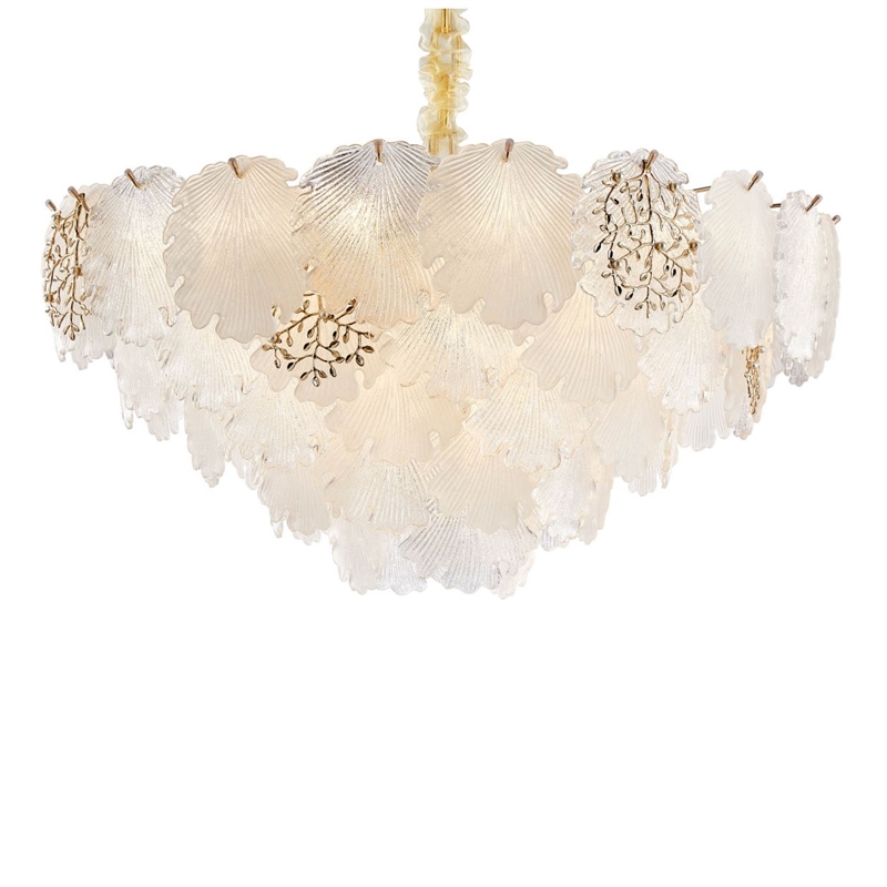Almara 18-Light Frosted Glass Chandelier - Frost/Gold