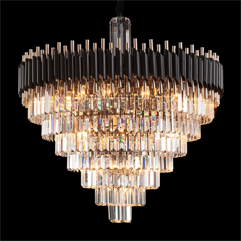 Symphony Round 37-Light Crystal Chandelier - Black