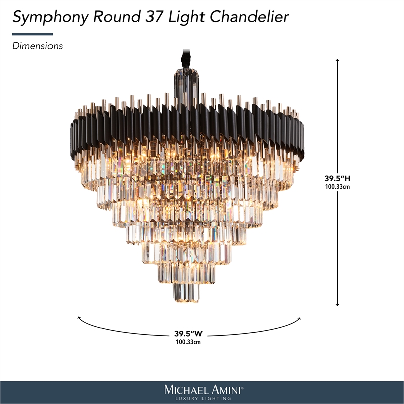 Symphony Round 37-Light Crystal Chandelier - Black