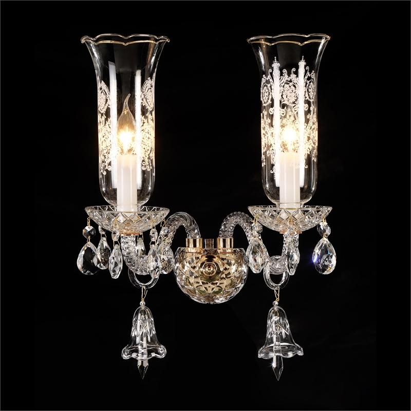 Winter Palace 2-Light Traditional Crystal Wall Sconce - Gold