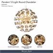 Pendant 12-Light Round Crystal Chandelier - Gold