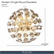 Pendant 12-Light Round Crystal Chandelier - Gold
