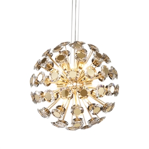 Pendant 12-Light Round Crystal Chandelier - Gold