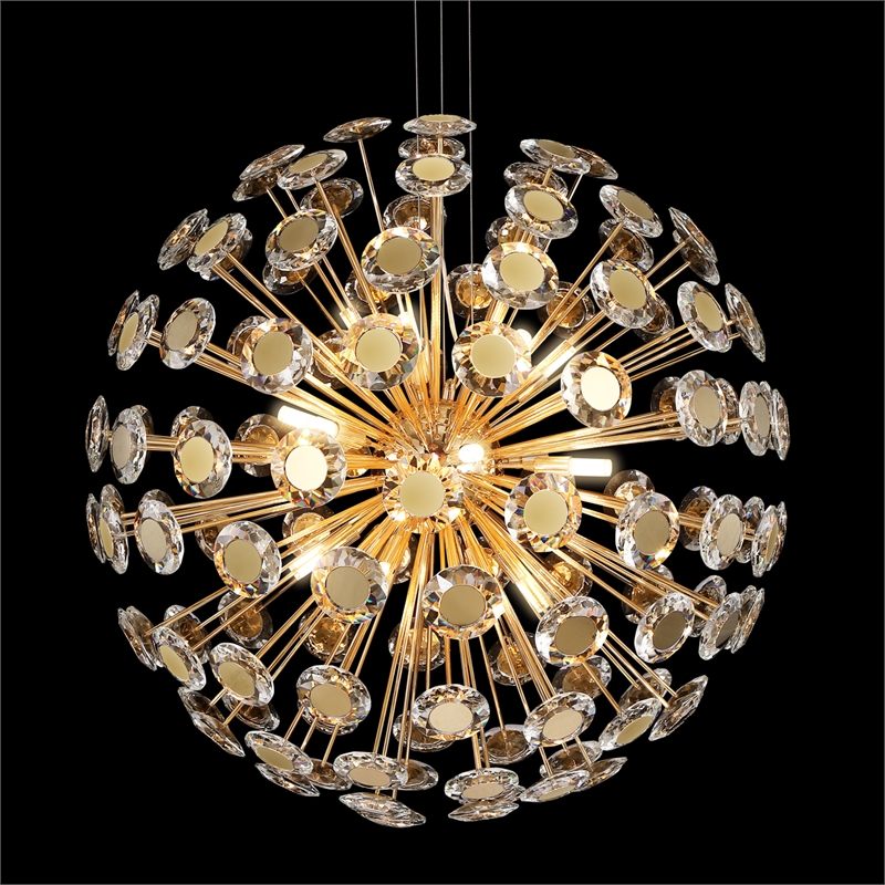 Pendant 18 Light-Round Crystal Chandelier - Gold