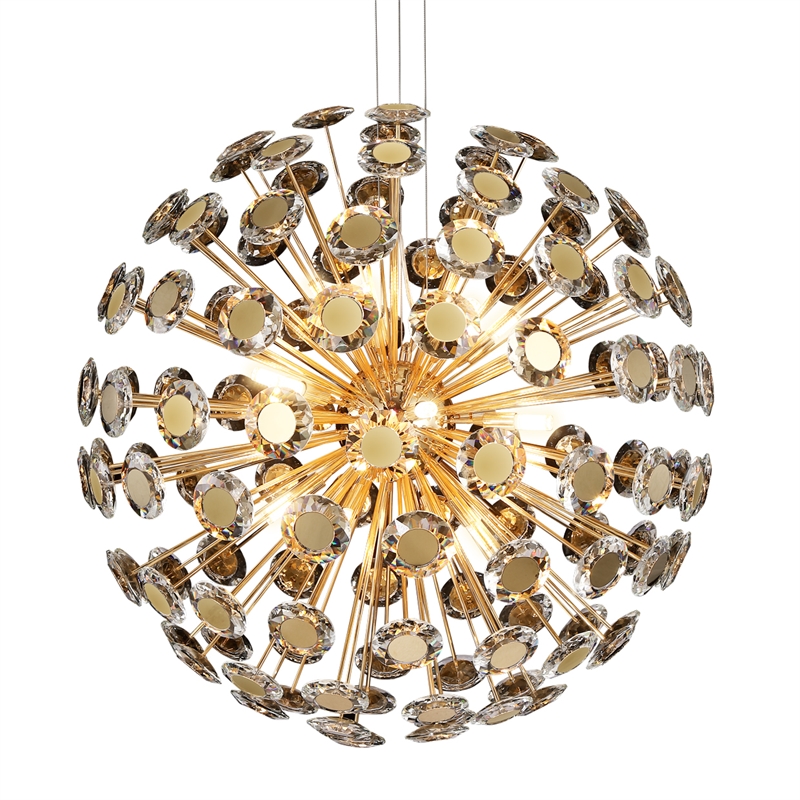 Pendant 18 Light-Round Crystal Chandelier - Gold