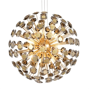 Pendant 18 Light-Round Crystal Chandelier - Gold