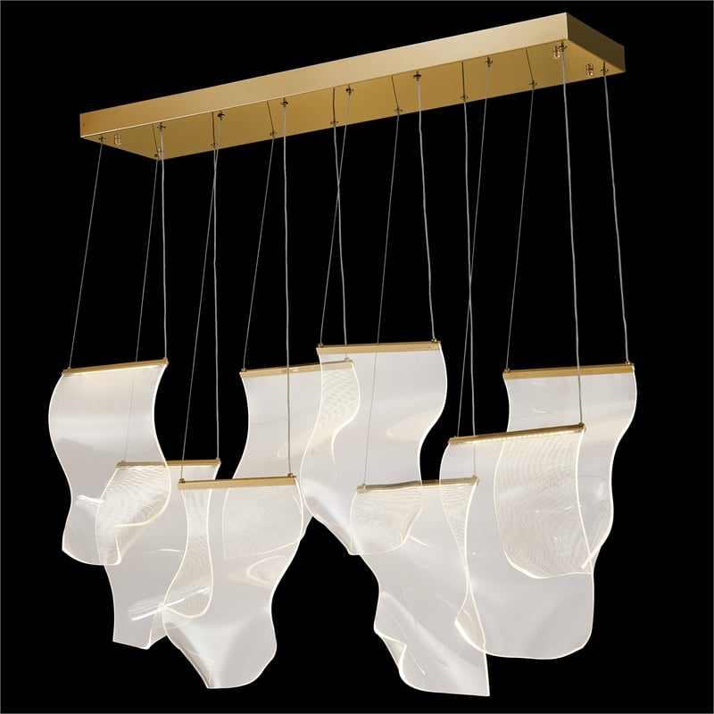 Sheer Waves 8-Light Modern LED Chandelier - Gold