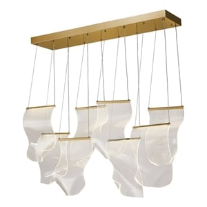 Sheer Waves 8-Light Modern LED Chandelier - Gold