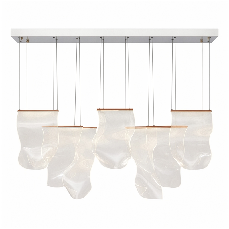 Sheer Waves 8-Light Modern LED Chandelier - Rose Gold