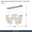 Sheer Waves 8-Light Modern LED Chandelier - Rose Gold