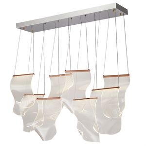 Sheer Waves 8-Light Modern LED Chandelier - Rose Gold