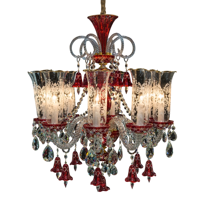 Winter Palace 8-Light Traditional Crystal Chandelier - Ruby Red