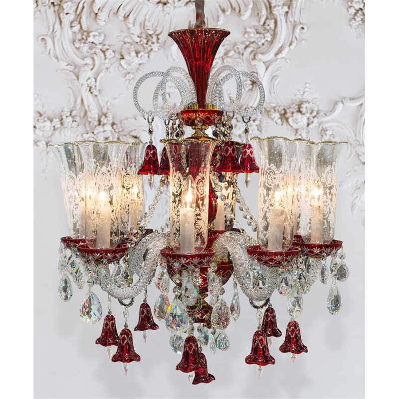 Winter Palace 8-Light Traditional Crystal Chandelier - Ruby Red