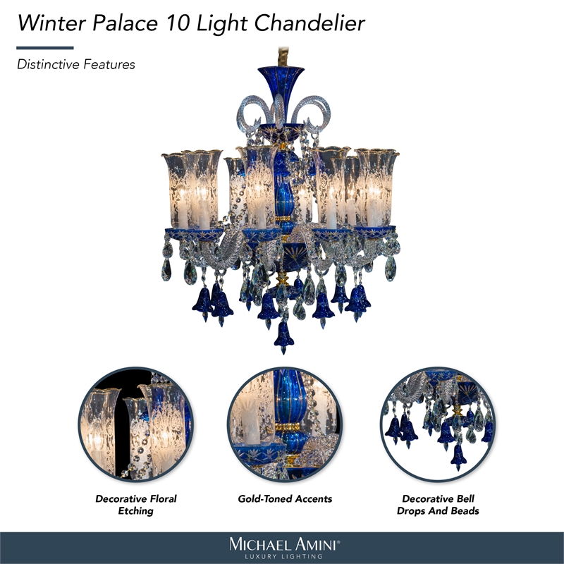 Winter Palace 10-Light Traditional Crystal Chandelier - Royal Blue