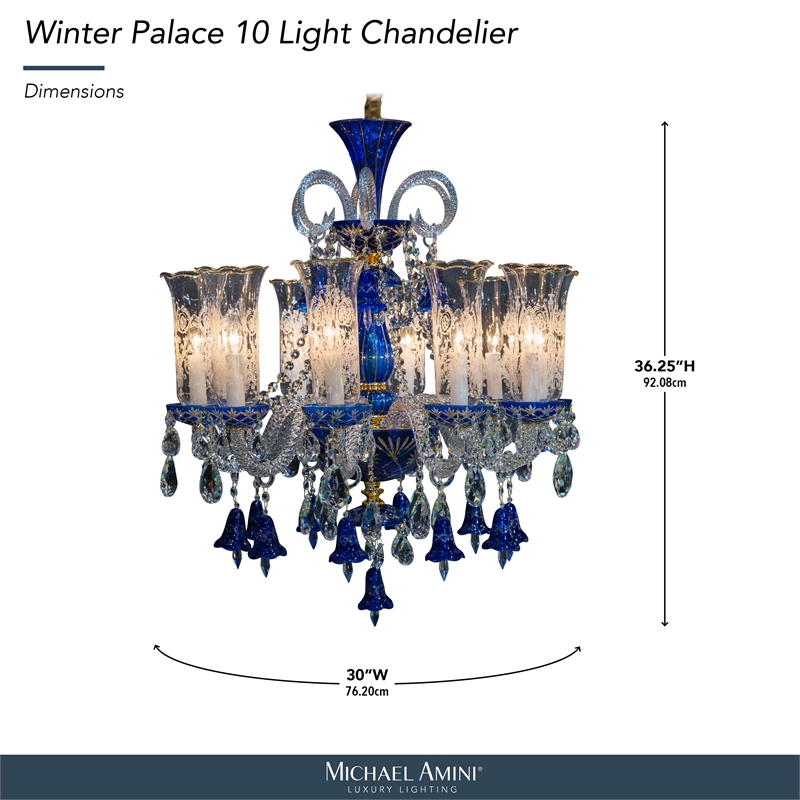 Winter Palace 10-Light Traditional Crystal Chandelier - Royal Blue