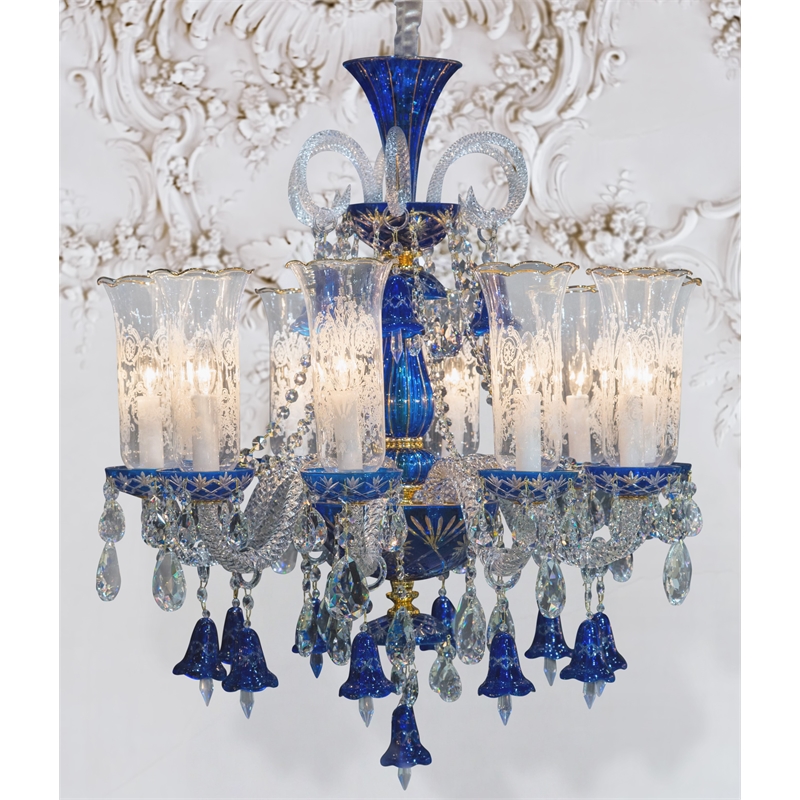 Winter Palace 10-Light Traditional Crystal Chandelier - Royal Blue