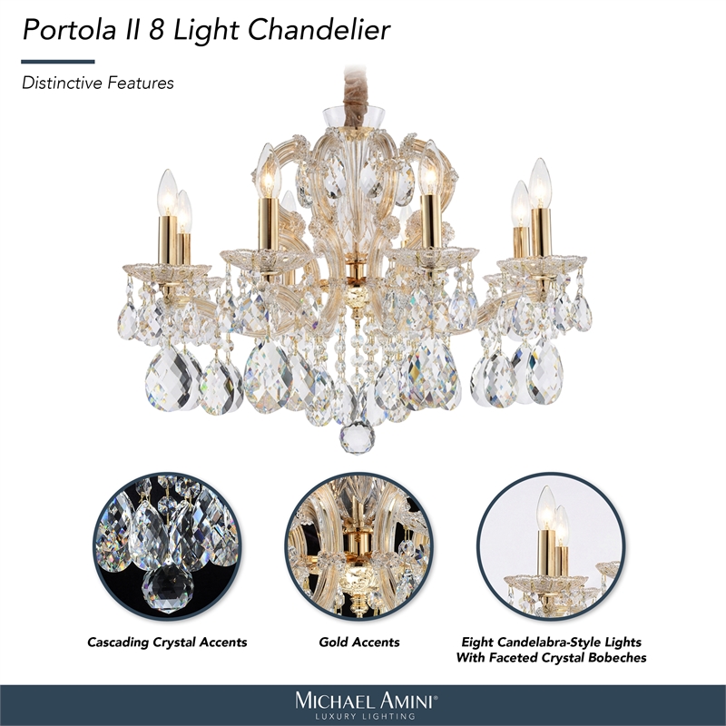 Portola II 8-Light Traditional Crystal Chandelier - Gold