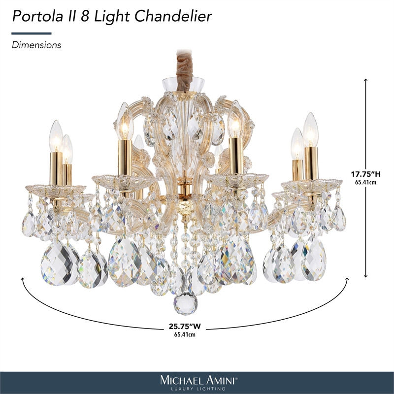 Portola II 8-Light Traditional Crystal Chandelier - Gold