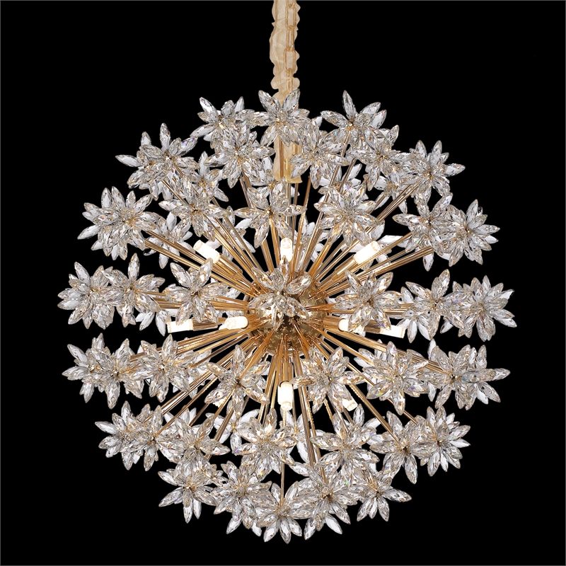 Bouquet 18-Light Round Crystal Chandelier - Gold