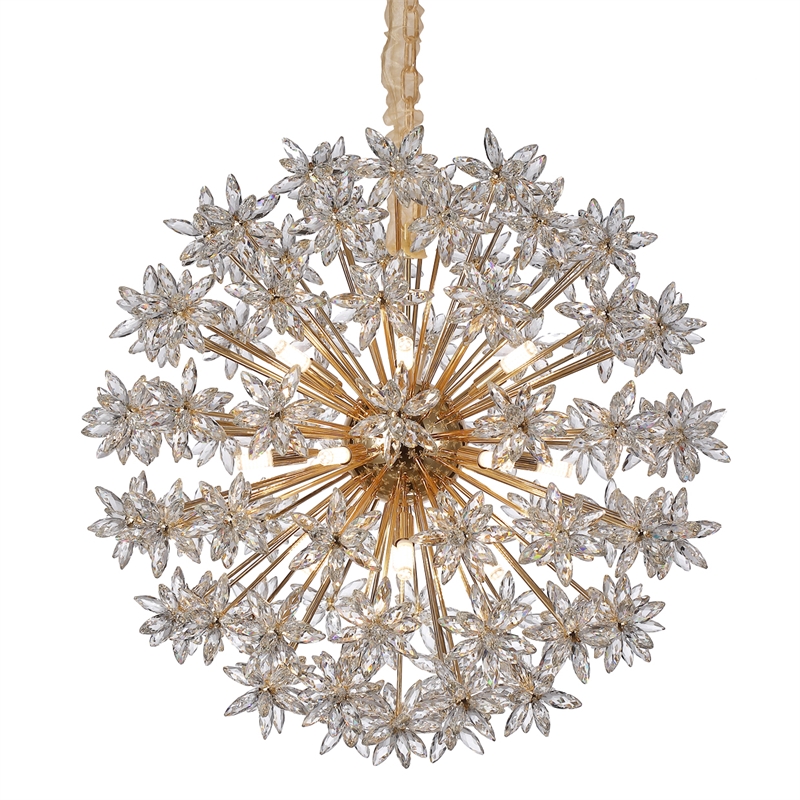 Bouquet 18-Light Round Crystal Chandelier - Gold