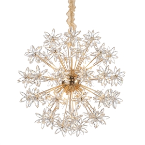Bouquet 10-Light Round Crystal Chandelier - Gold